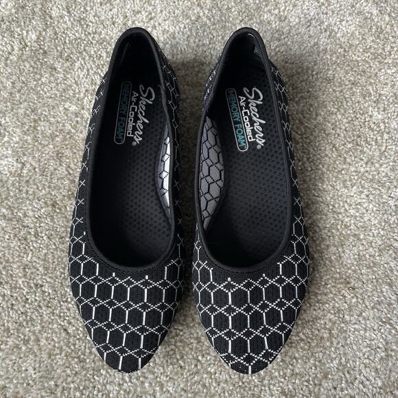 Skechers Ballet Flats Women 8.5 Shoes Slip On Stretch Knit Memory Foam Loafers - Picture 2 of 11